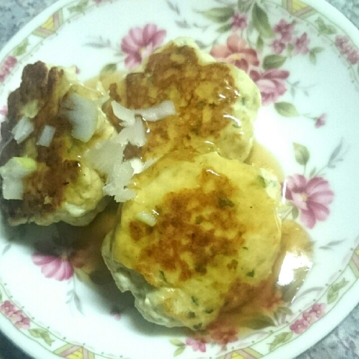 鶏肉と豆腐のふんわり焼き☆和風甘酢あん